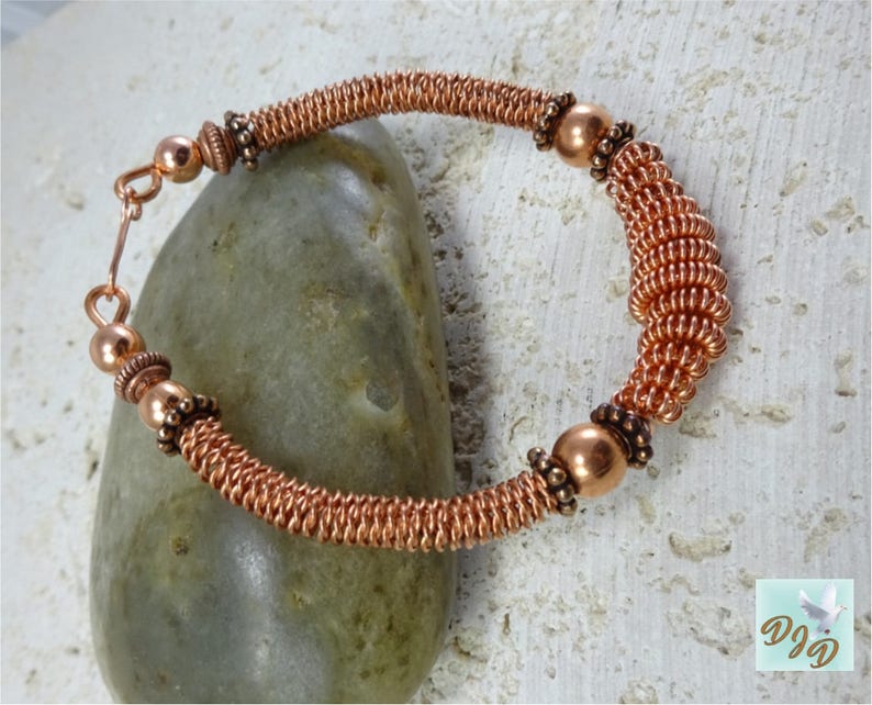 Coiled Copper Bracelet. BohoChic Copper Bracelet. Twisted and Coiled Copper Wire Bracelet zdjęcie 5