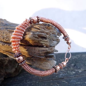 Coiled Copper Bracelet. BohoChic Copper Bracelet. Twisted and Coiled Copper Wire Bracelet zdjęcie 6