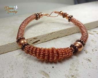 Coiled Copper Bracelet. BohoChic Copper Bracelet. Twisted and Coiled Copper Wire Bracelet