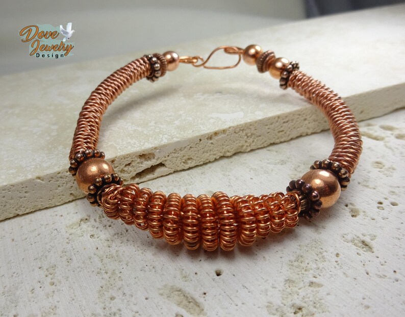 Coiled Copper Bracelet. BohoChic Copper Bracelet. Twisted and Coiled Copper Wire Bracelet zdjęcie 1