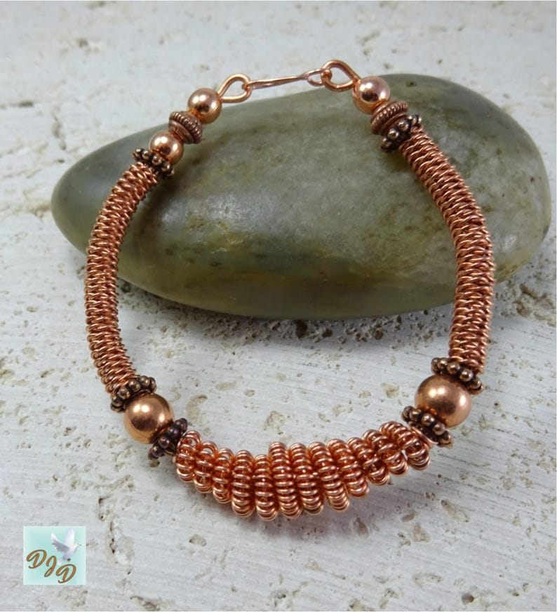 Coiled Copper Bracelet. BohoChic Copper Bracelet. Twisted and Coiled Copper Wire Bracelet zdjęcie 3