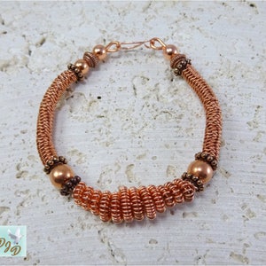 Coiled Copper Bracelet. BohoChic Copper Bracelet. Twisted and Coiled Copper Wire Bracelet zdjęcie 4