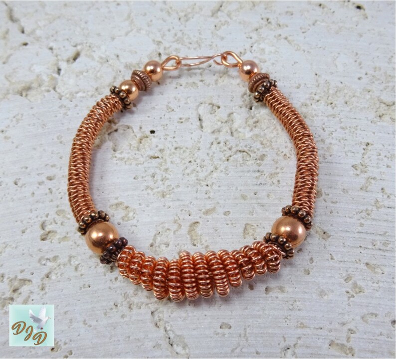 Coiled Copper Bracelet. BohoChic Copper Bracelet. Twisted and Coiled Copper Wire Bracelet zdjęcie 4