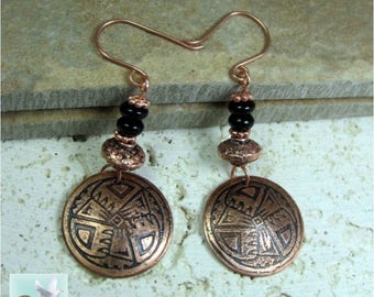 Etched Copper Earrings