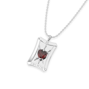 Colar de Tarô 3 de Espadas - Prata Esterlina Polida | Colar de Tarô | Joias de Tarô | Presente Pagão para ela | Presente Pagão | Colar Wiccan
