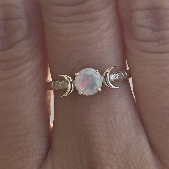 Triple moon goddess engagement ring sale