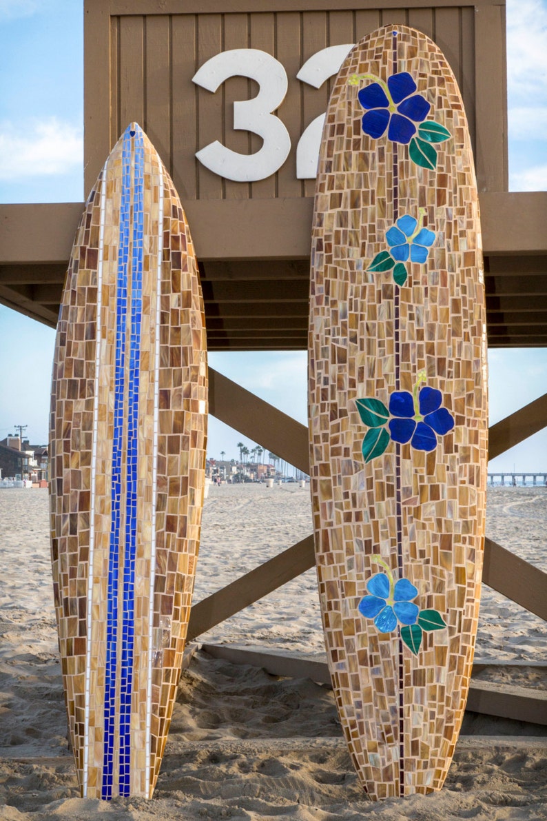 Custom Glass Mosaic Surfboard your choice of design size & Etsy