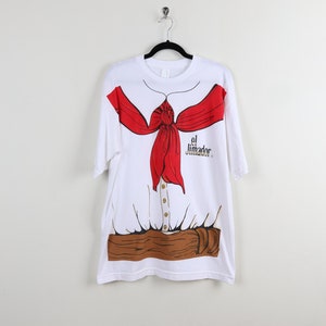 Vintage 90s El Jimador Tequila Red Bow Tie White Graphic Illustration Tee Alcohol Alcoholic Drinks Liquor Promo T-shirt Size Large