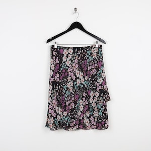 Vintage 90s Karin Stevens Ditsy Floral Print Pattern Tiered Mini Skirt Ruffle Asymmetrical Layer Grunge Casual Mini Skirt Size 8-Medium
