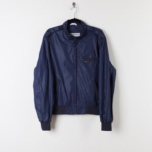 Vintage 90s Navy Members Only Windbreaker Jacket Full Zip Moto