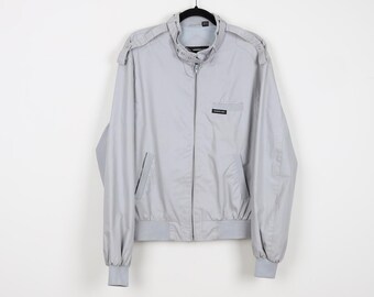 Vintage 90s Members Only Gray Windbreaker Jacket Full Zip Moto Shoulder Neck Strap Snap Button Bomber Lightweight Jacket Size 44 XXL Etsy