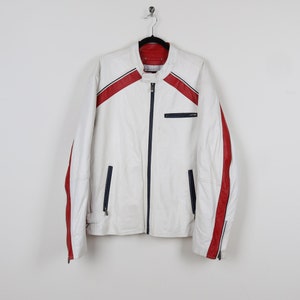 Vintage 90s Wilson's Leather M. Julian White & Red Chalk Line