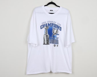 【HOCKEY】 WINGS TEE WHITE Vintage Y2K Tampa Bay Lightning Stanley Cup Champions 2004