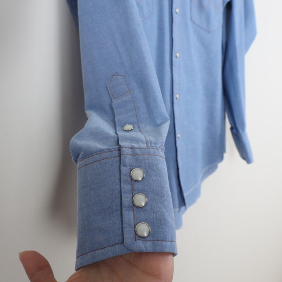 Vintage 90s Wrangler Blue Long Sleeve Shirt Cowbo… - image 4