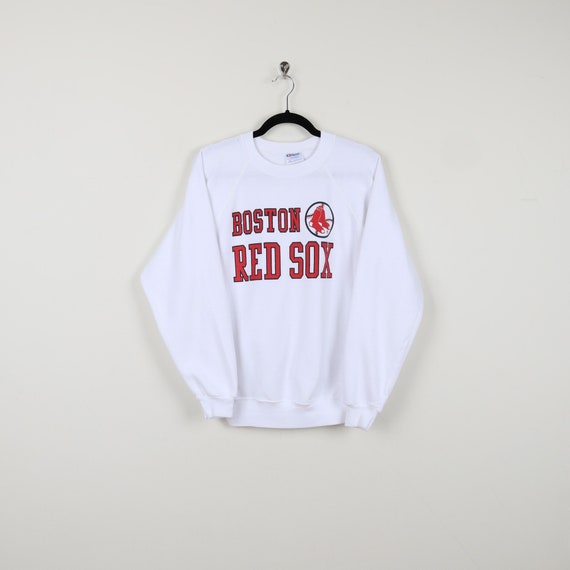 Vintage 90s Boston Red Sox White With Red Graphic… - image 1