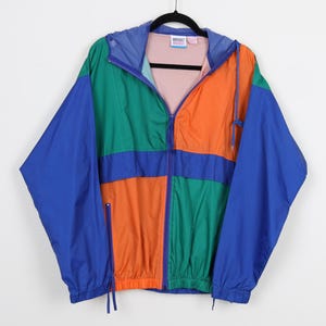 Vintage 90s Color Block Florida Gators Hoody Geometric Pattern Colorful Windbreaker Full Zip Multicolor Hooded Gym Track Jacket Size Small