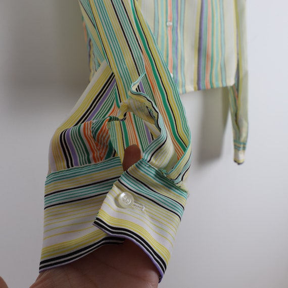 Vintage 70s Pastel Rainbow Striped Pattern Croppe… - image 5