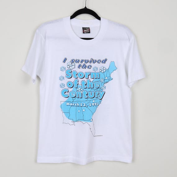 Vintage 90s I Survived the Storm of the Century 1993 White Map