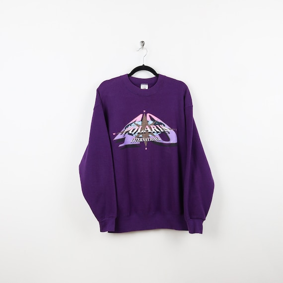 Vintage 90s Purple 40 Polaris International Star Navigator Graphic Pullover  Sweatshirt Comfy Crew Neck Sweater Size Large 