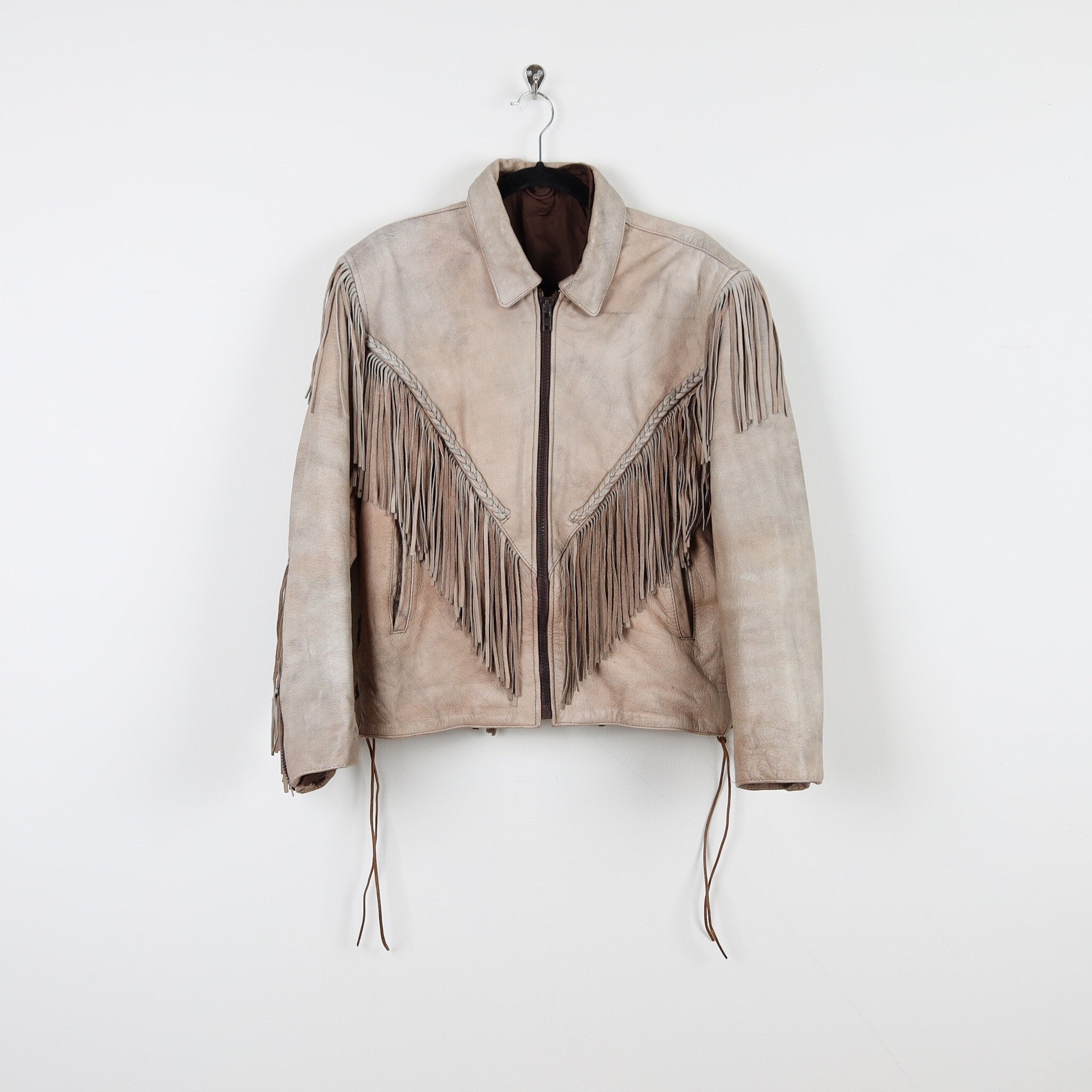 Vintage 90s Beige Brown Suede Fringe Leather Jacket Moto Vintage 90s Beige Brown Suede Fringe Leather Jacket Moto