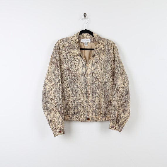 Vintage 90s 100% Silk Leopard Cheetah Animal Print Pattern