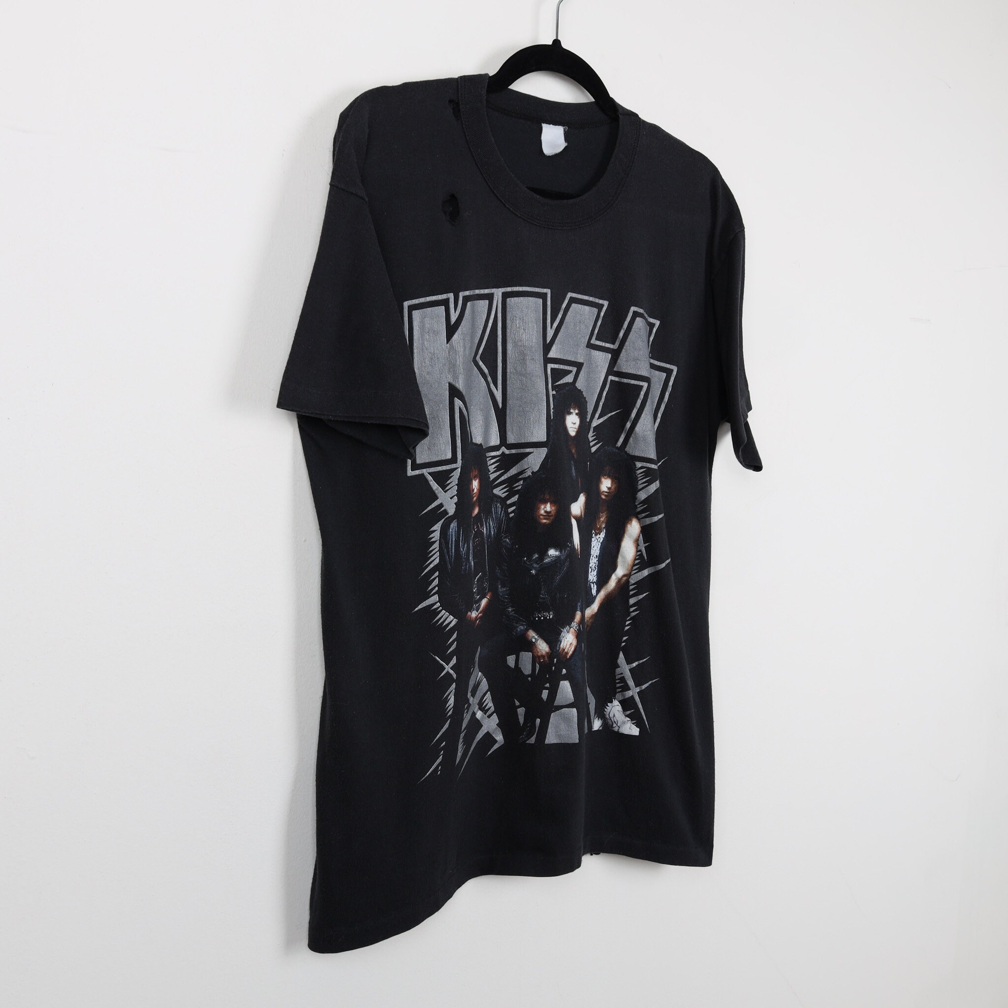 Vintage 90s Kiss Hot in the Shade Tour 1990 Black Graphic Tee