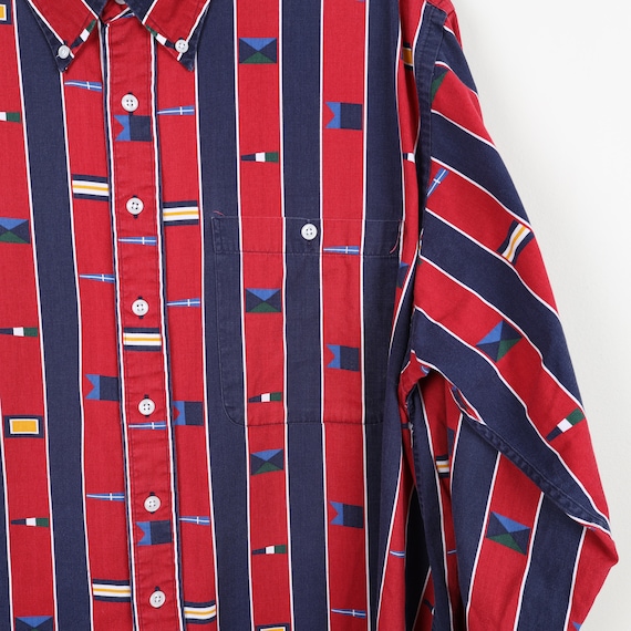 Vintage 90s Navy Blue Red Green Yellow White Striped Long