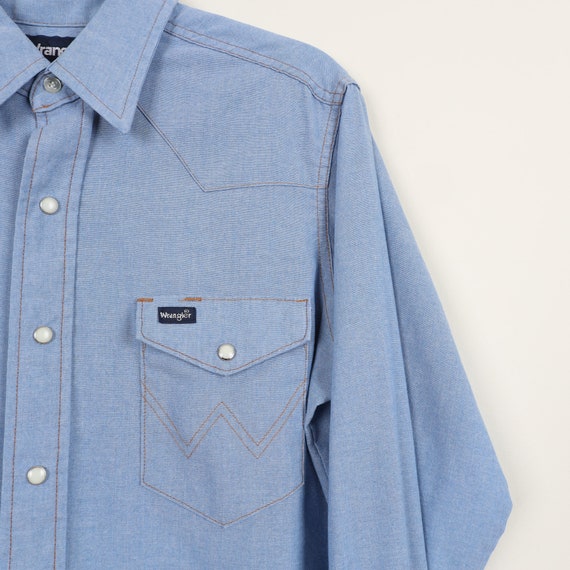 Vintage 90s Wrangler Blue Long Sleeve Shirt Cowbo… - image 6