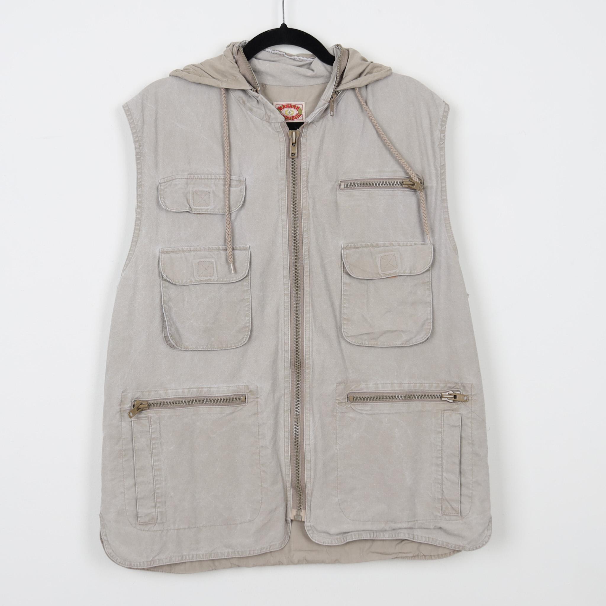 Vintage 90s Banana Republic Cargo Hoody Vest Outdoor Hunting