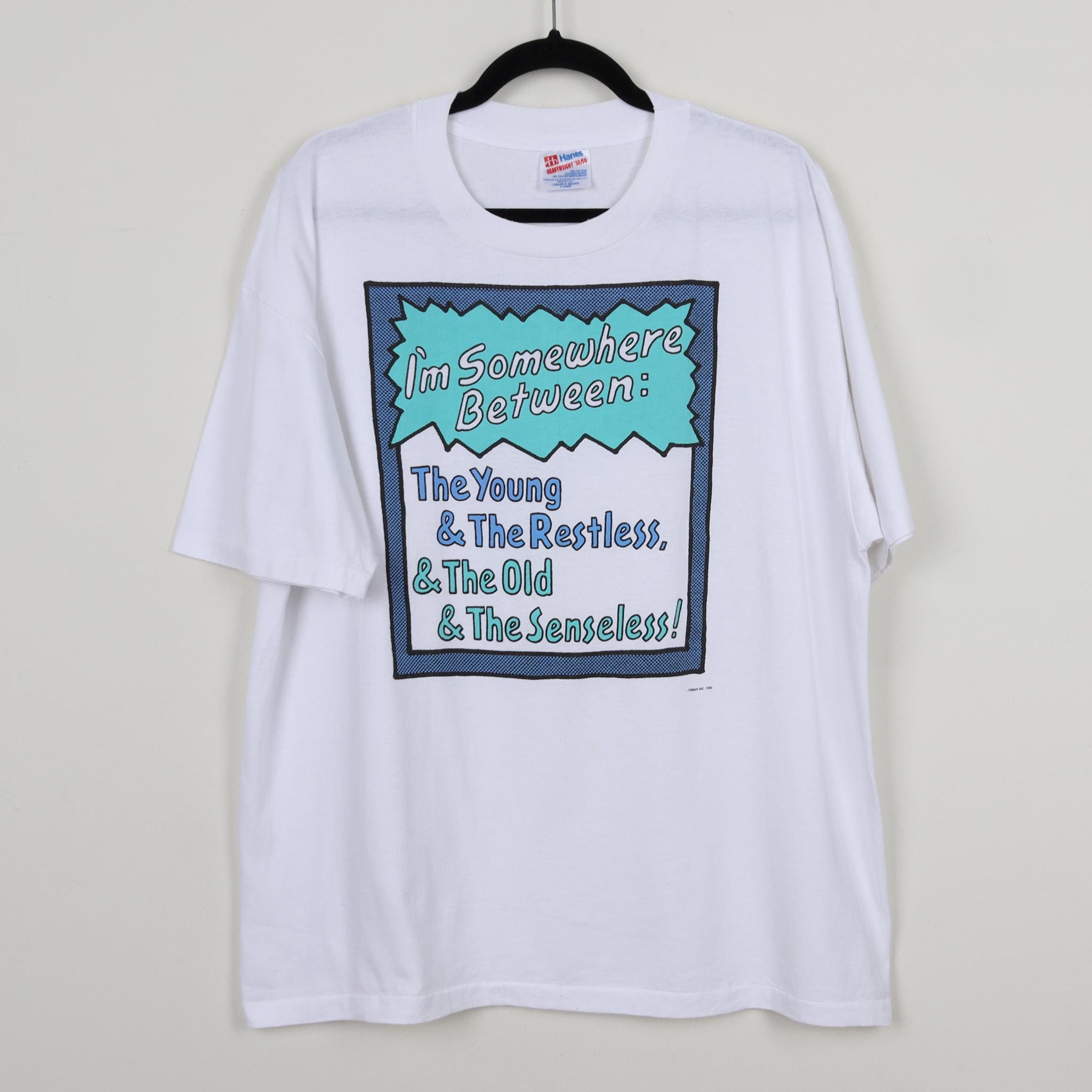 Vintage 90s TV Soap Opera 1990 Tee I'm Somewhere Between the Young