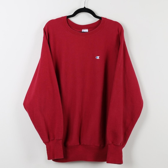 Vintage 90s Red Embroidered Reverse Weave Champion Logo Pullover
