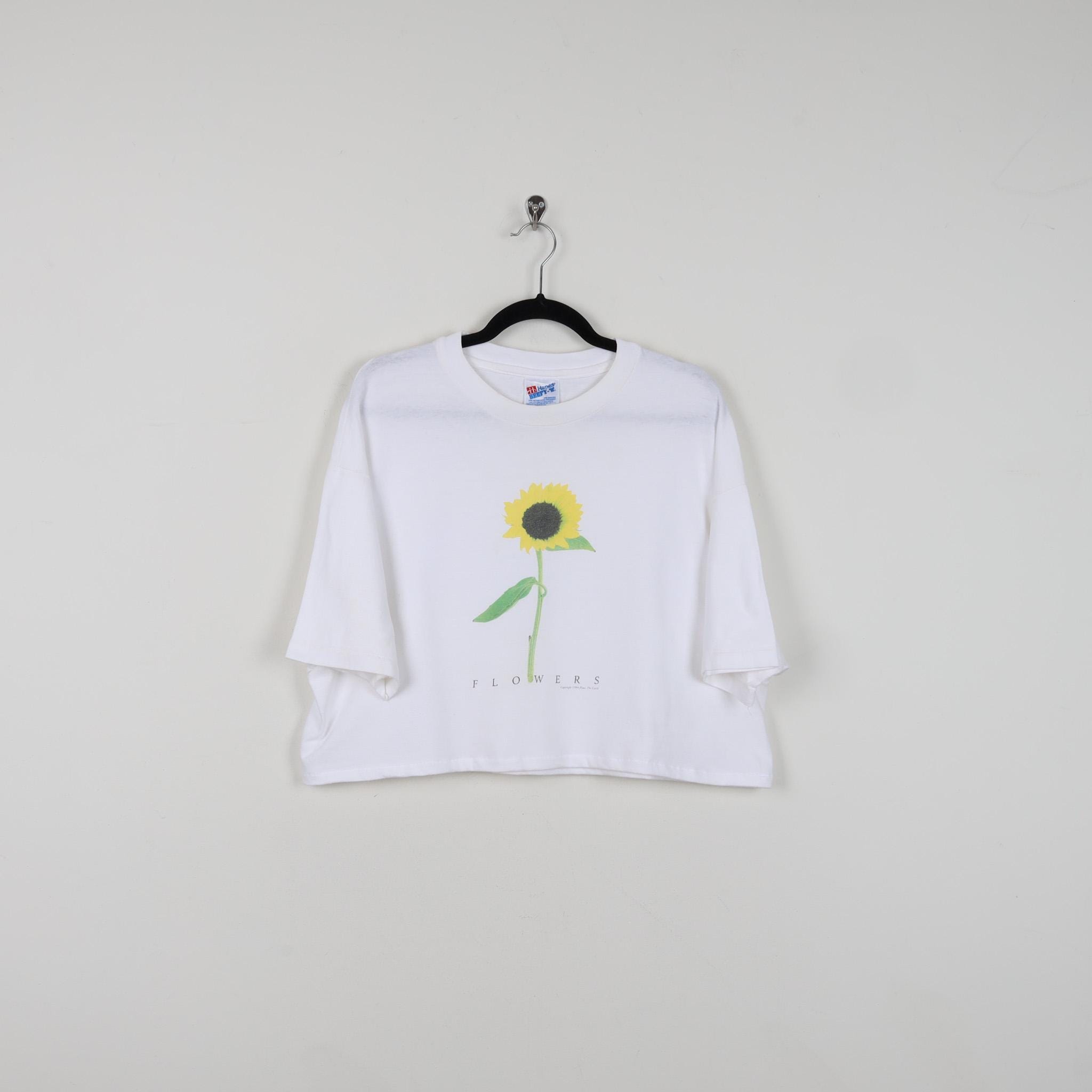 Vintage 90s Sunflower 1994 Plant the Earth Flowers White Graphic
