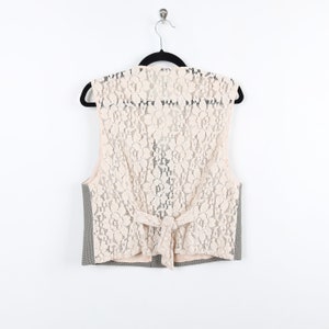 Vintage 90s Gray Beige Floral Print Pattern Back Lace String Knot Vest ...