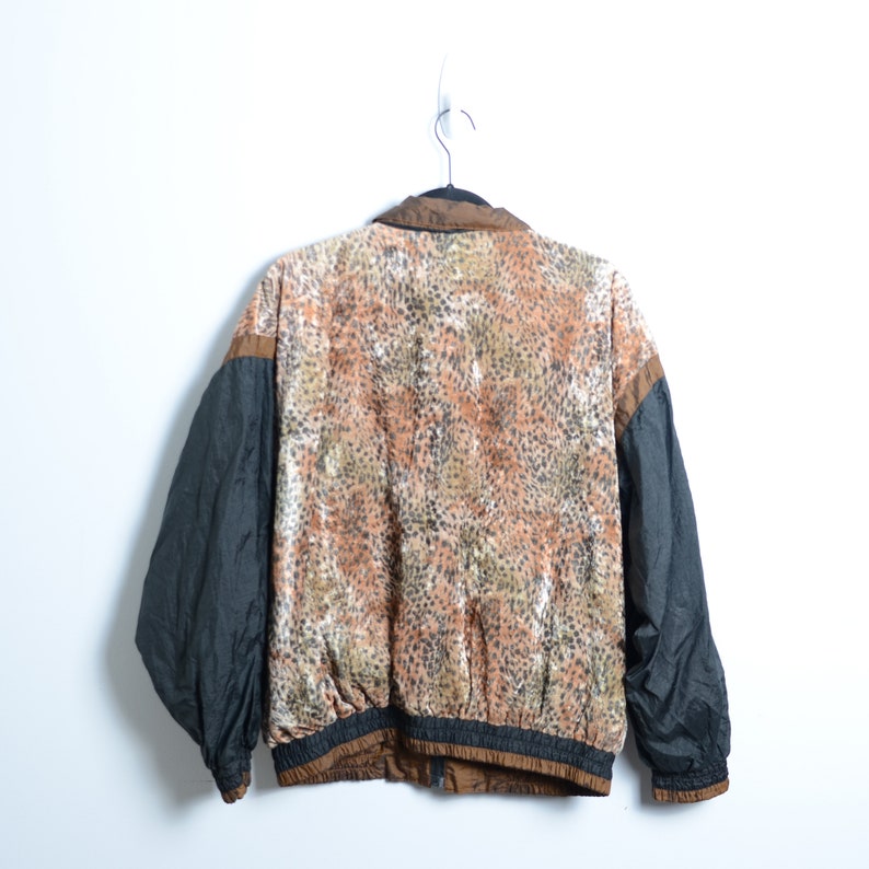 VTG 90s Track Jacket Windbreaker Leopard Print Animal Print Fuzzy Jacket Size Large
