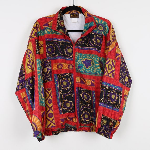 Vintage 90s Colorful Floral Geometric Pattern Fun… - image 4