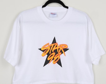 トップス 90's The Who S/S Tee Vintage 90s Star 98 FM Logo WQLH Radio Station Black Graphic