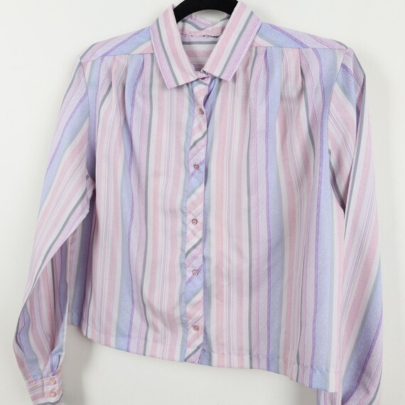Vintage 70s Pastel Purple & Pink Striped Pattern … - image 4