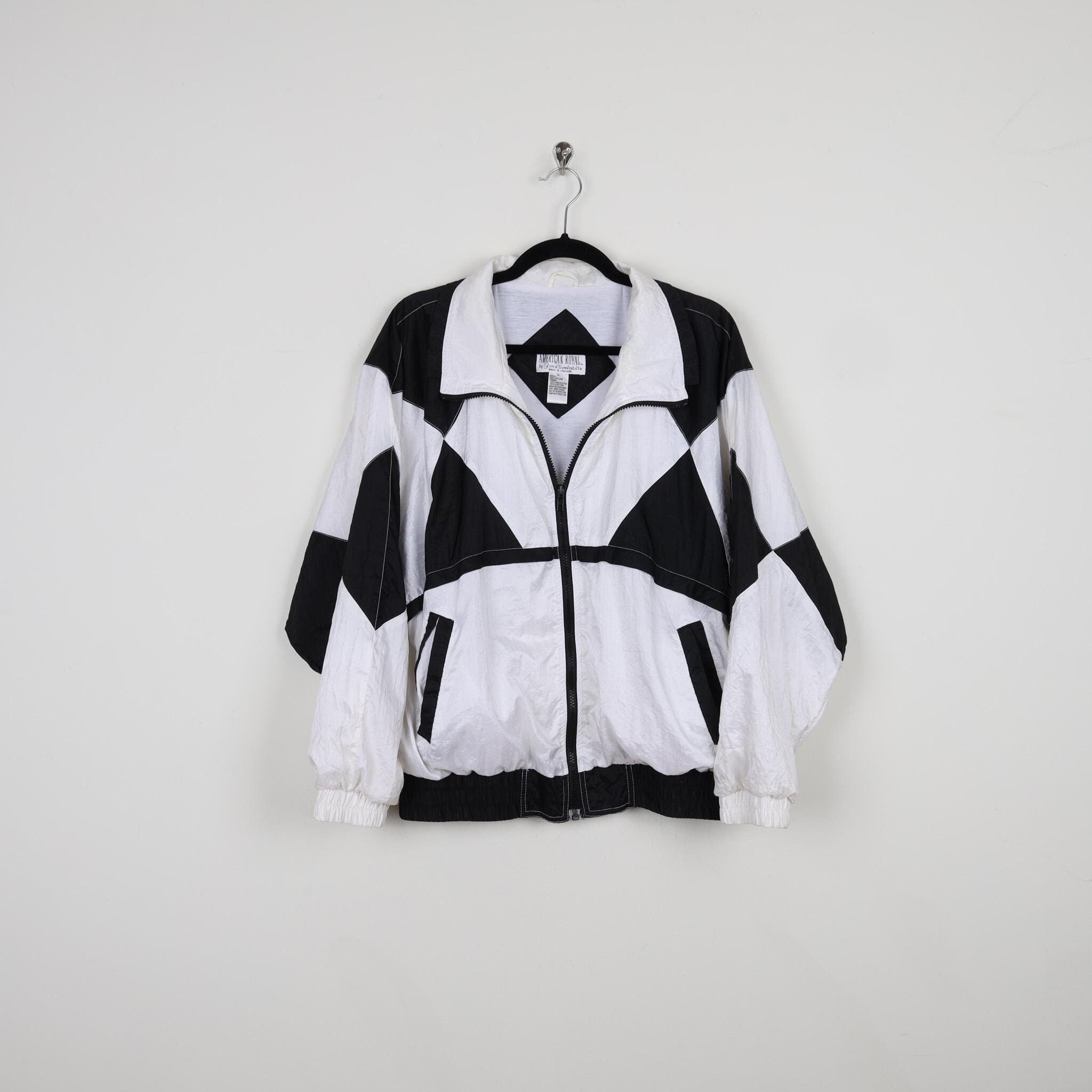 Vintage 90s Color Block Black & White Geometric Triangle