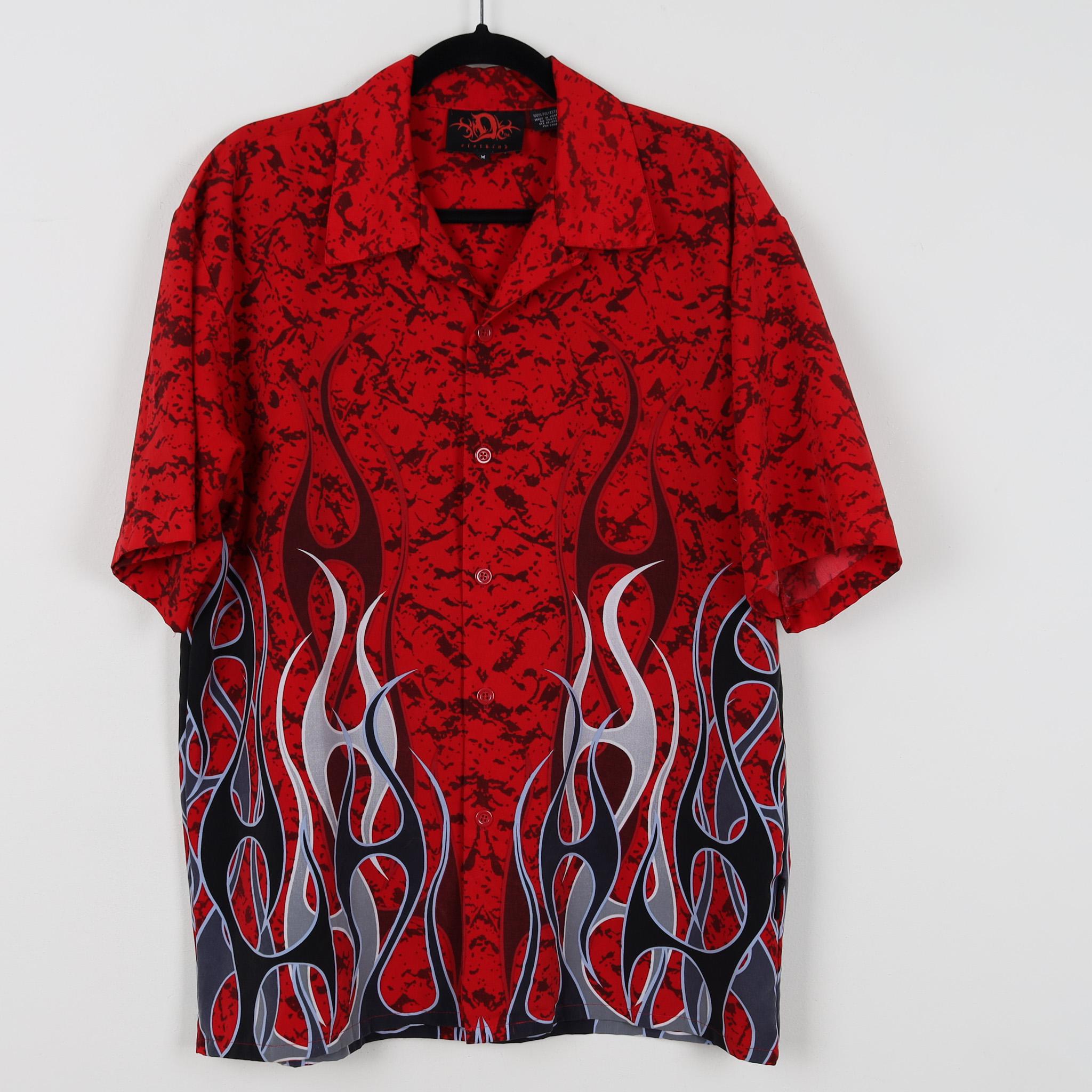 Vintage Y2K Red Abstract Flaming Fire Flame Print Pattern Gothic