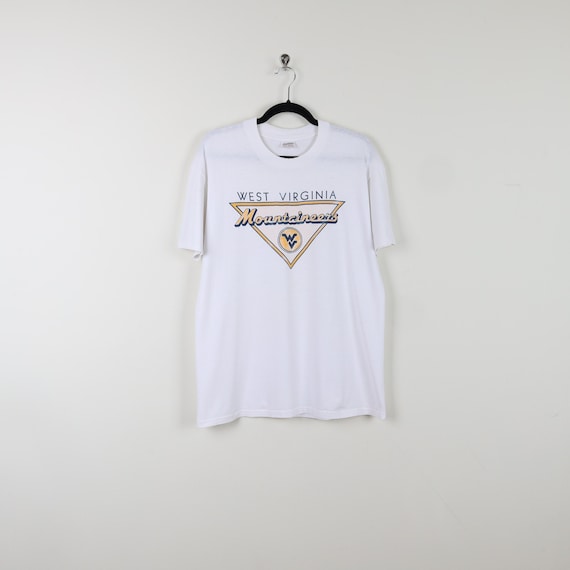 Vintage 90s West Virginia Mountaineers White Grap… - image 1