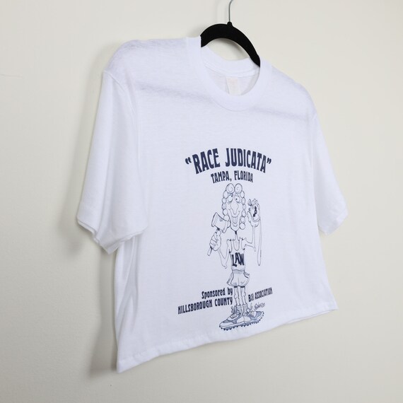 トップス 90s~ photo t shit Vintage 90s White Race Judicata Tampa Florida Graphic
