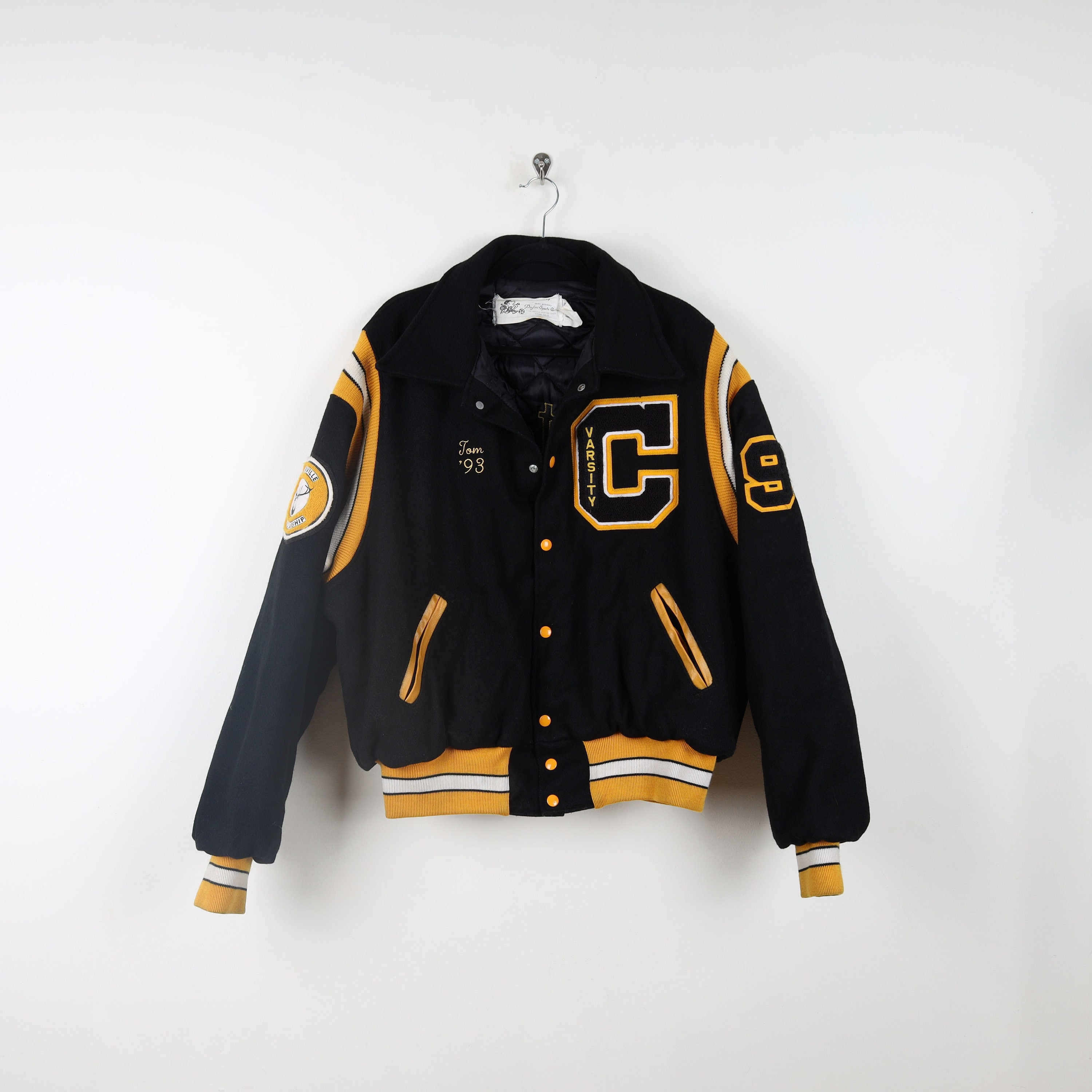 Varsity Bomber Baseball Black and Yellow Jacket Men's - Jackets Expert