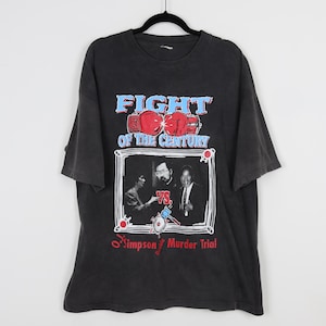 Vintage 90s Fight of the Century 1995 OJ Simpson Murder Trial Supertrial People vs OJ Graphic Tee Single Stitch Los Angeles T-Shirt Size XL