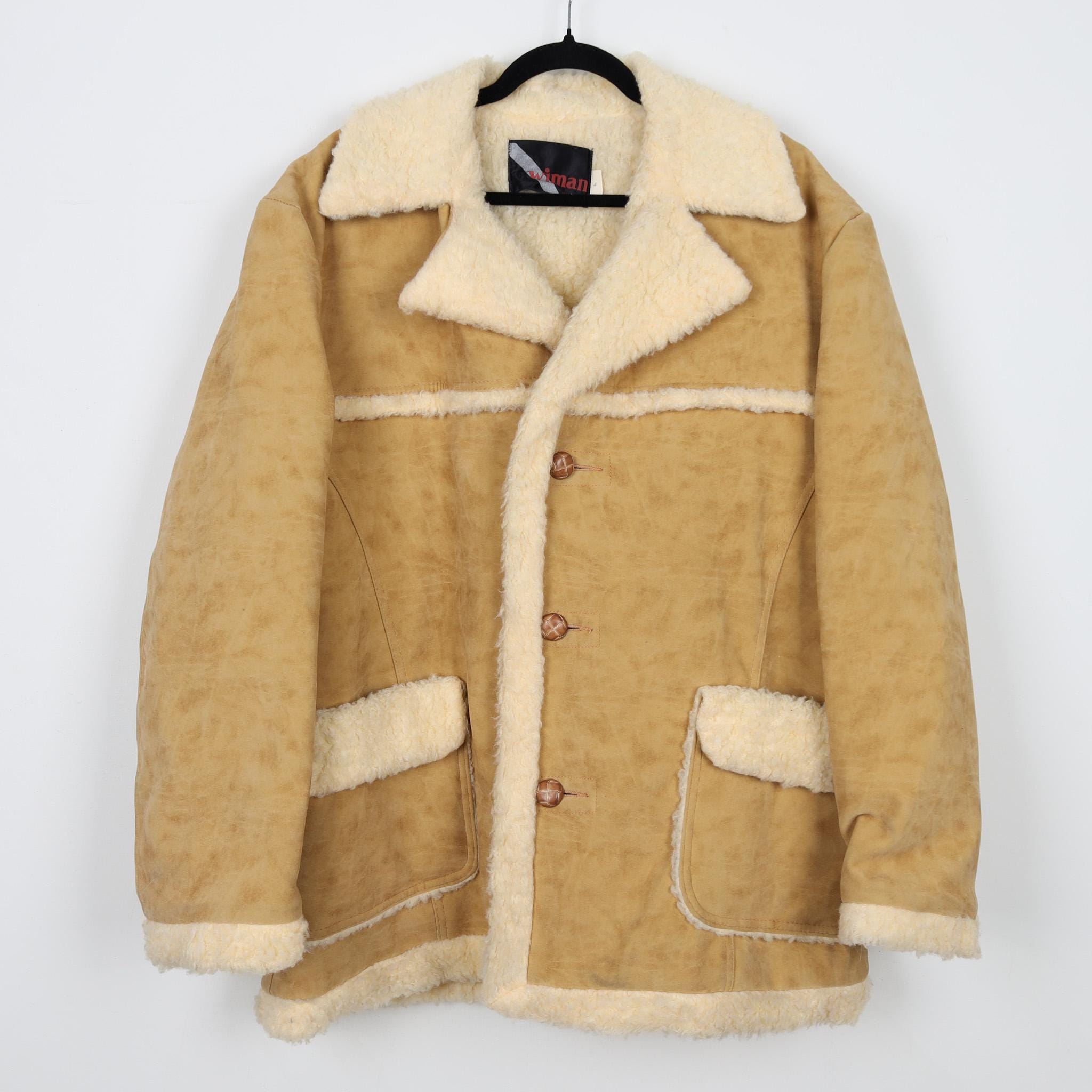 Zvintage 90s Wiman Fur Lined Tan Brown Suede Faux Fur Leather