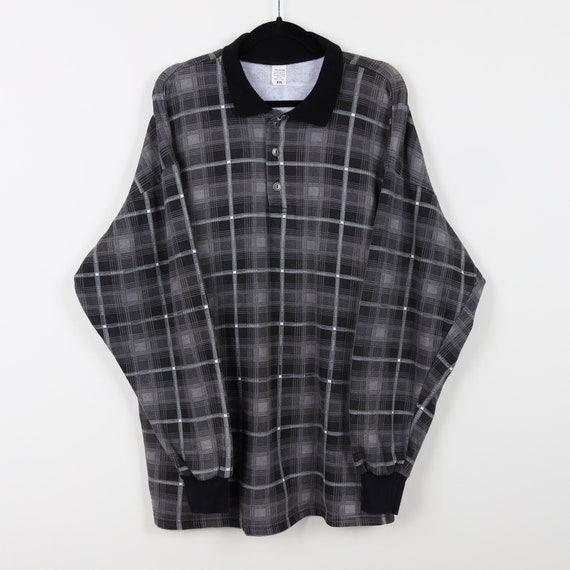 Checkered long hotsell sleeve polo