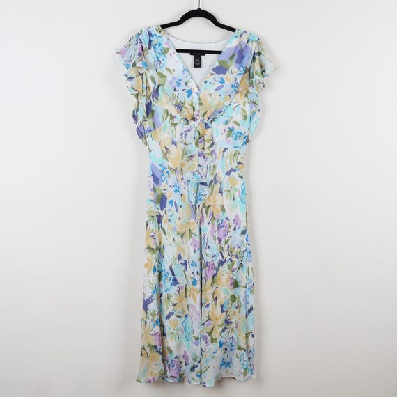 msk floral print pleated dress MSK Womens Floral Print Smocked Maxi Dress Purple M at Amazon Women's  Clothing store