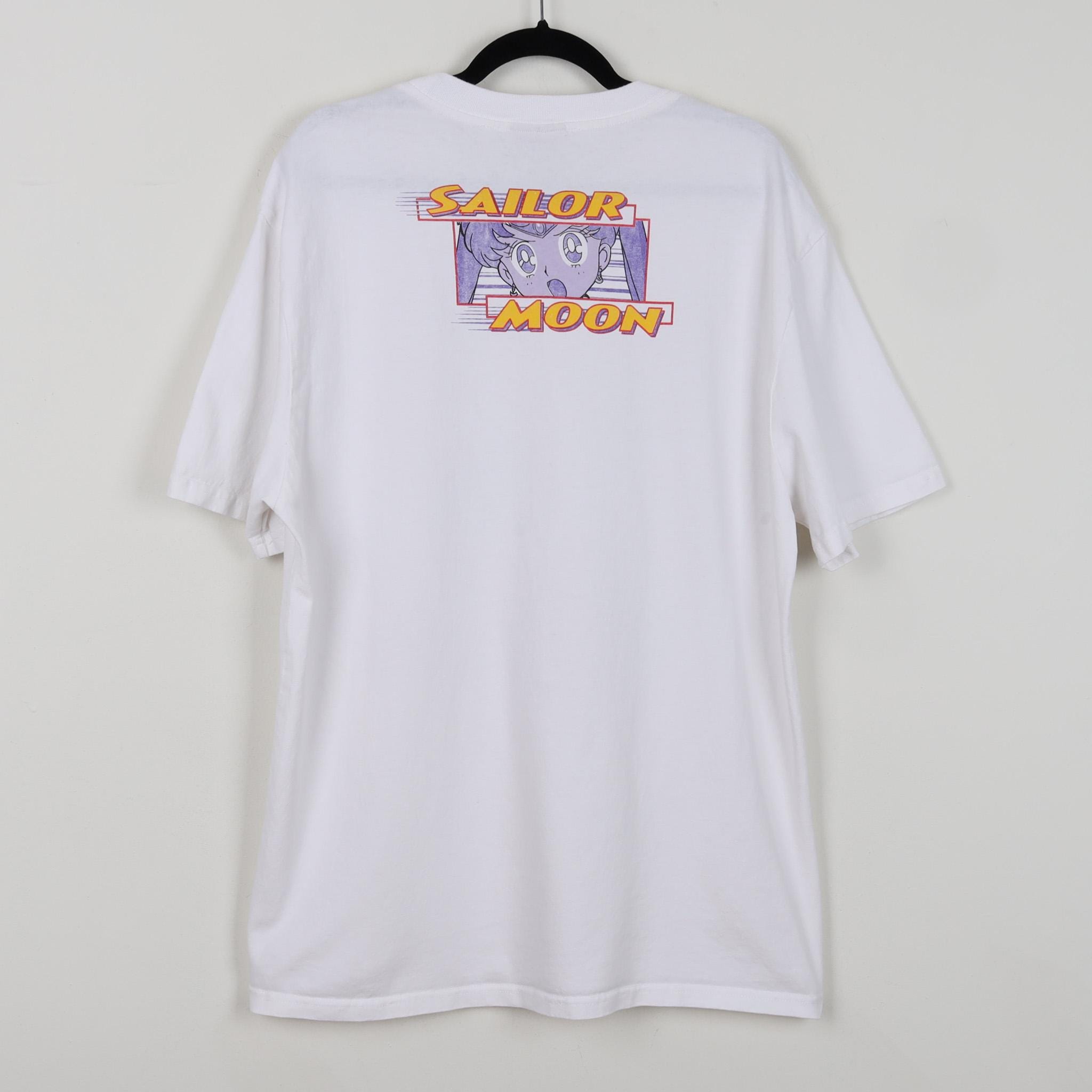 Vintage 90s Sailor Moon Collage White Graphic Print T-shirt