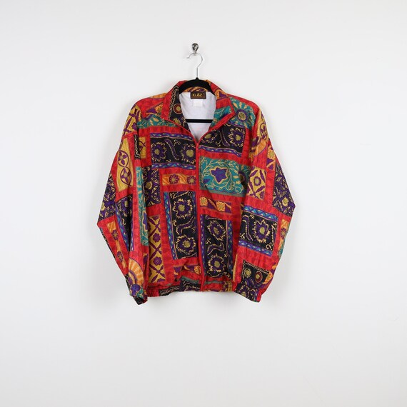 Vintage 90s Colorful Floral Geometric Pattern Fun… - image 1