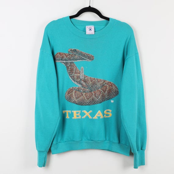 Vintage 90s Texas Snake Python Green Graphic Prin… - image 1