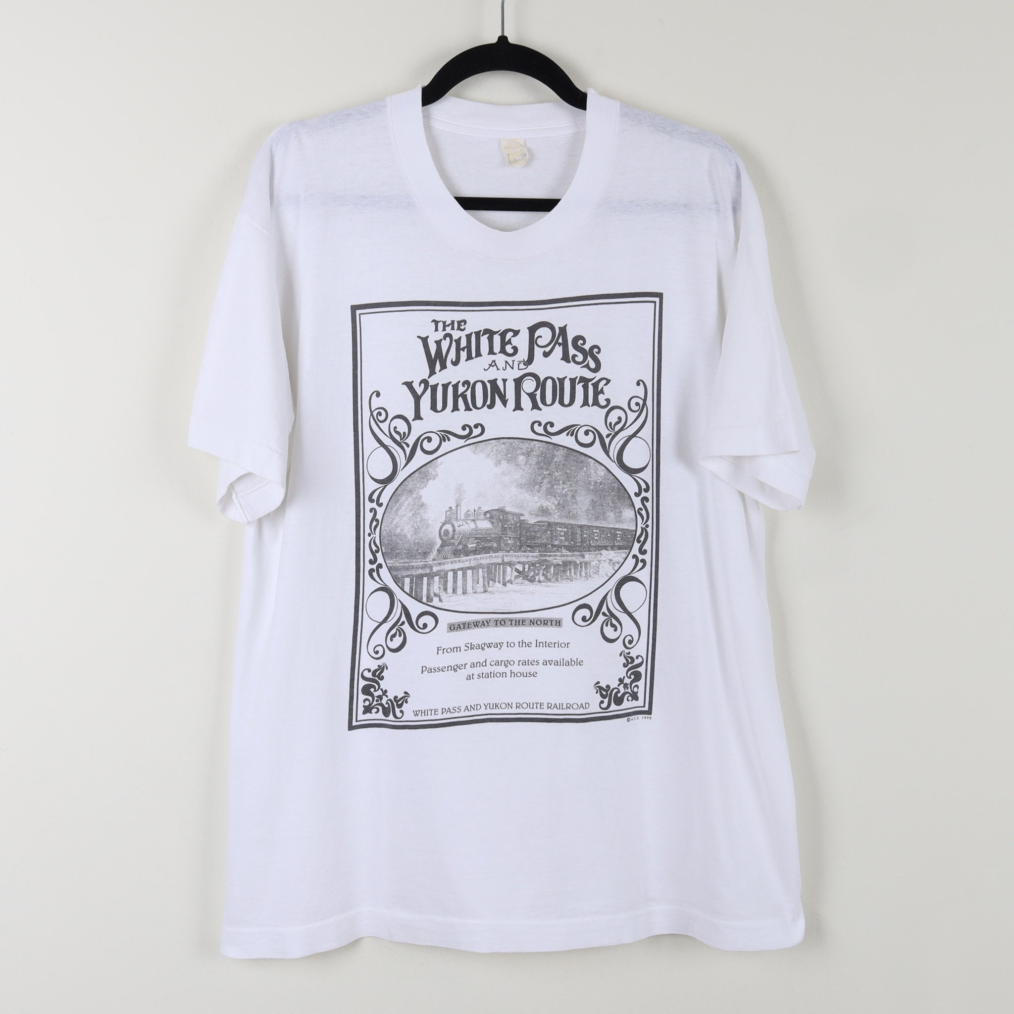 OLD GAP ロゴ Tシャツ ホワイト SWAG yoko sk8 90s Vintage 90s the White Pass and Yukon Route Railroad 1995 Train